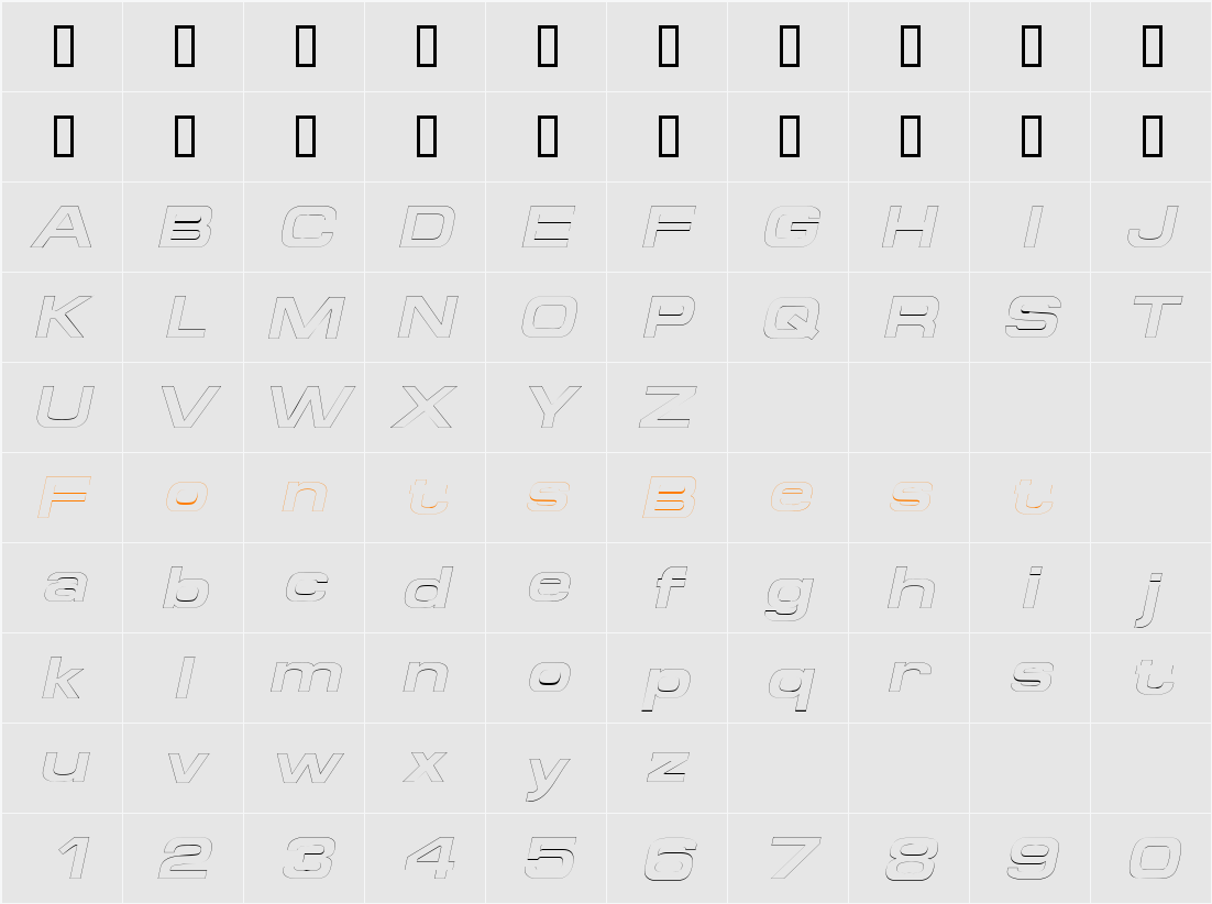 SpaceOutBoldOutline Character Map