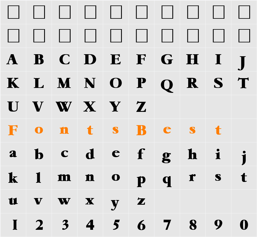 Garemond-Heavy Character Map