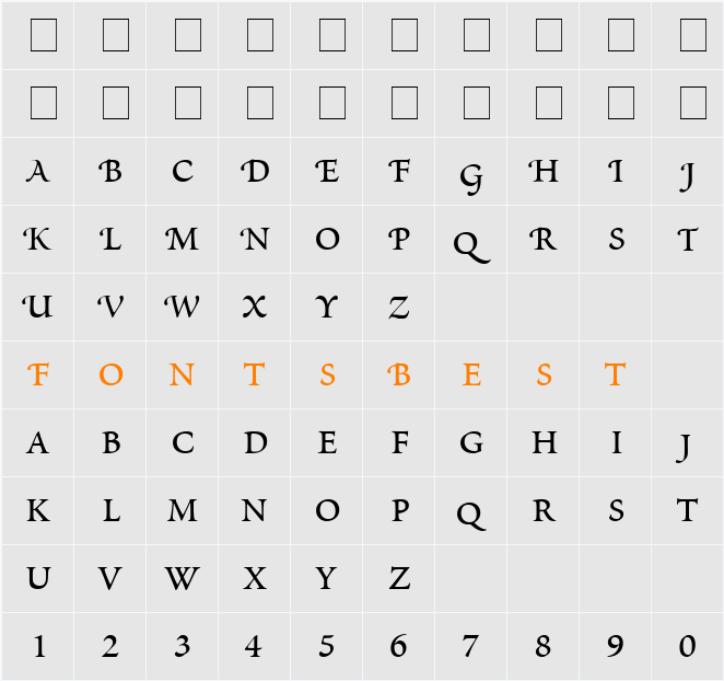 Scriptoria Small Caps SSi Character Map