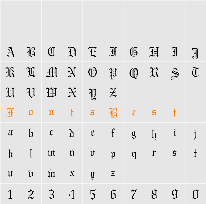GregorianFLF Character Map