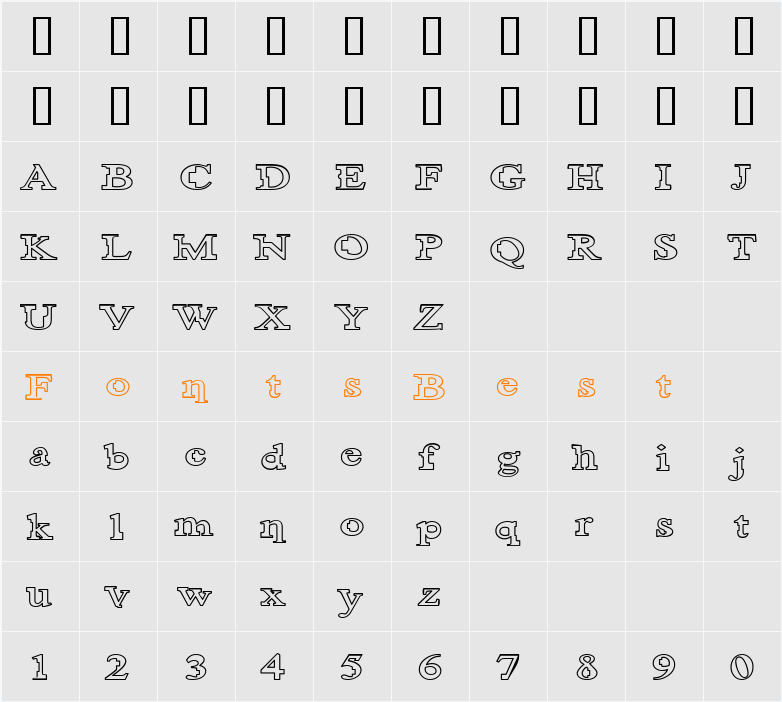 GoombahOutline Character Map