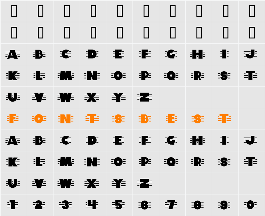 TiltAWhirl Character Map