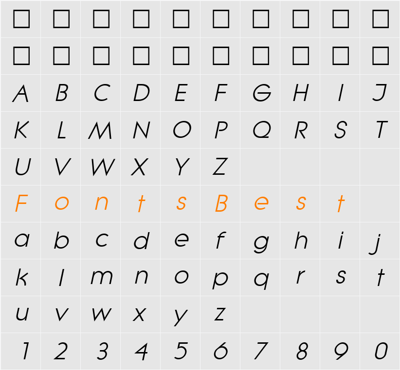 Lithe Character Map