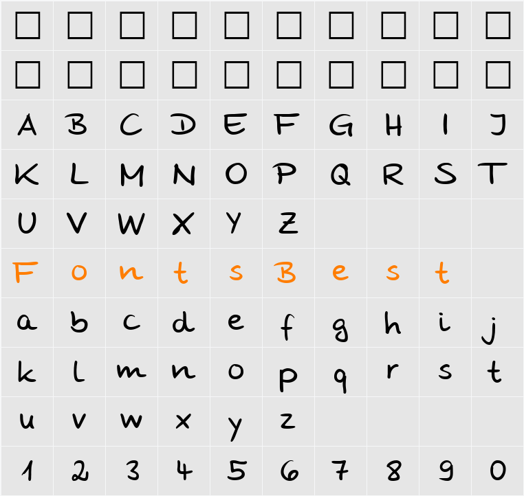 HW Stone DB Character Map