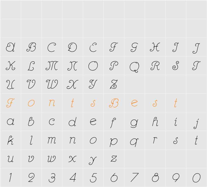 RhumbaScript Character Map