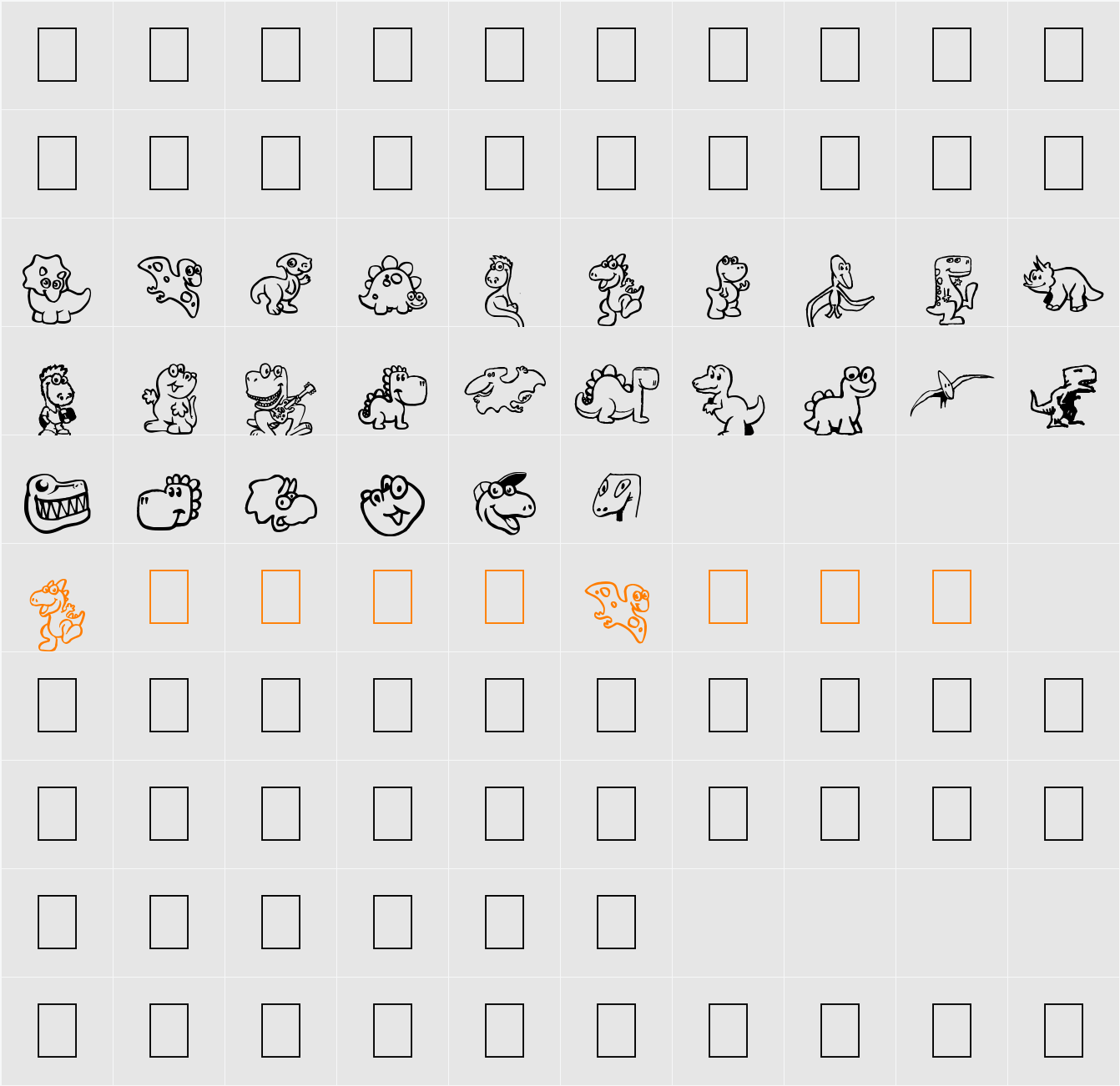 Dinoz Character Map