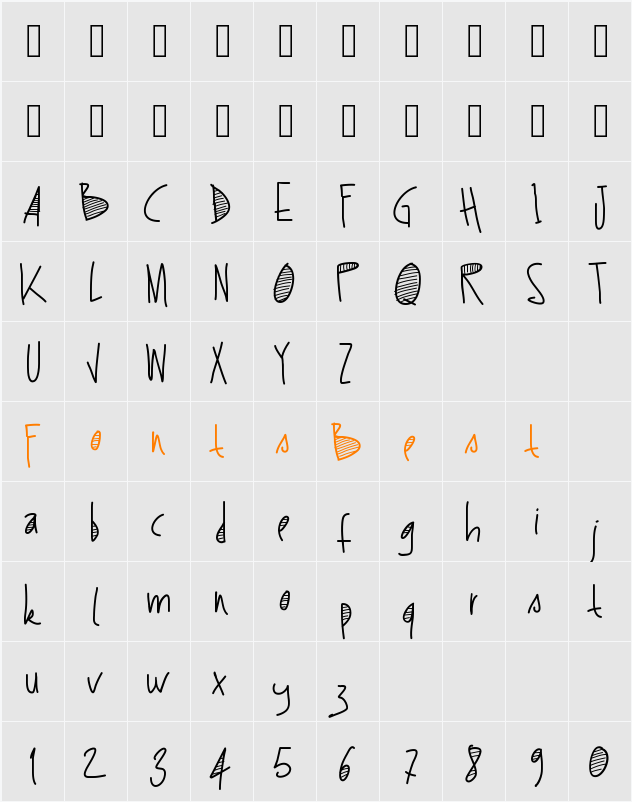 PWStripes Character Map