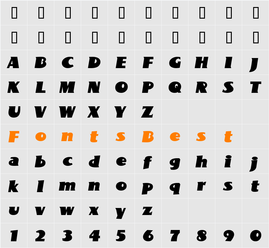 BottleKaps S ExpItalic Character Map