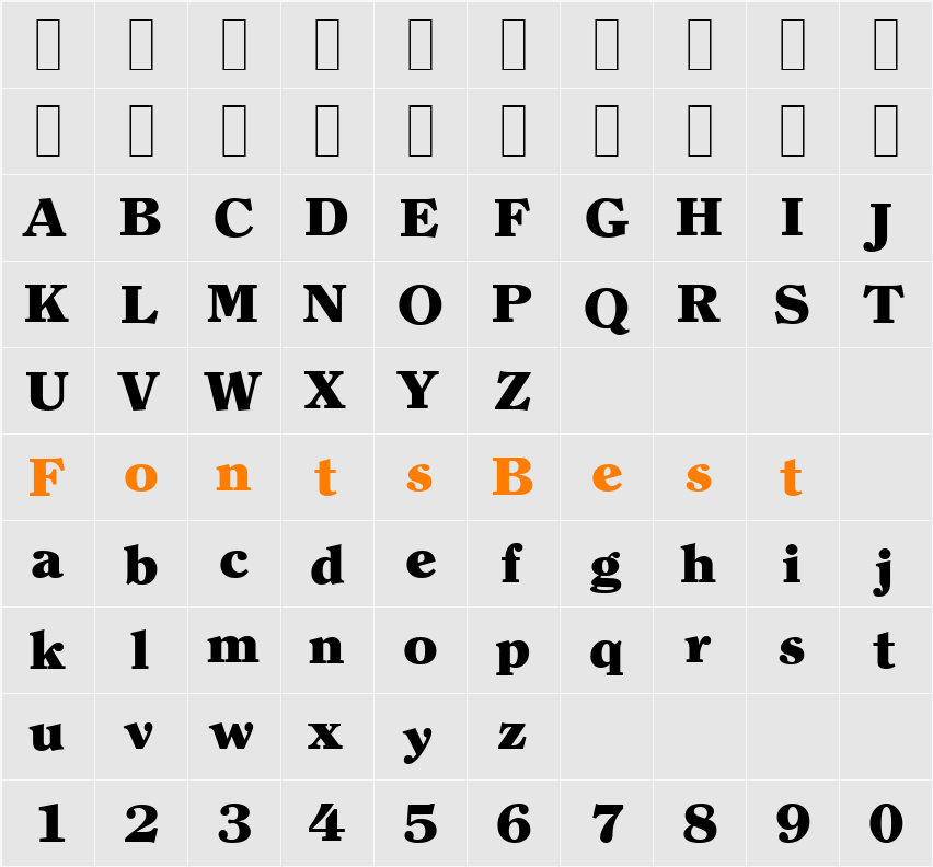 ClearfaceSerial-Heavy Character Map