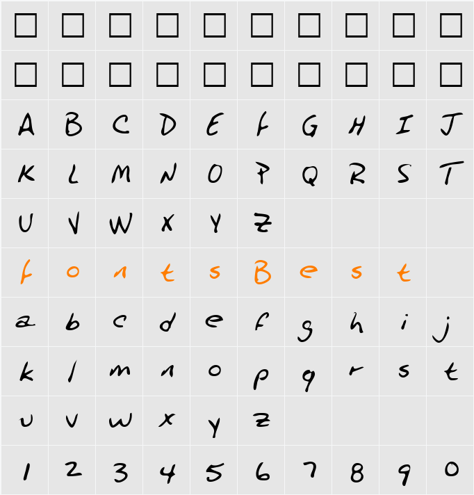 PrincesHand Character Map
