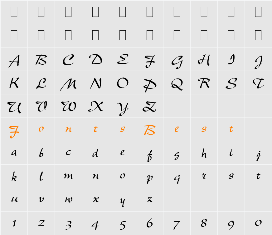New Berolina MT Character Map