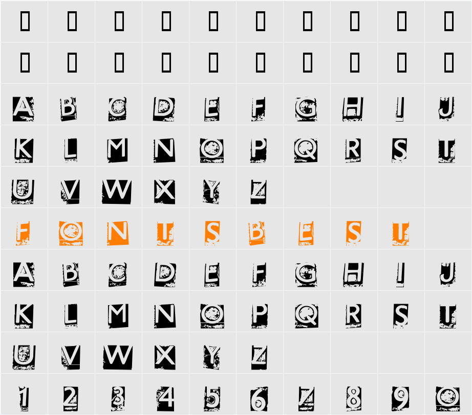 HOTMETAL Character Map