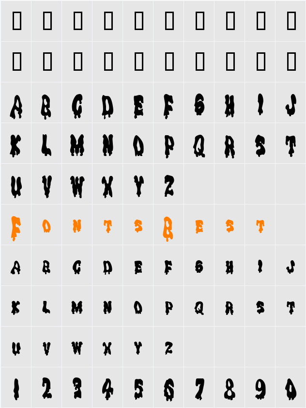 DrippingGooCondensed Character Map