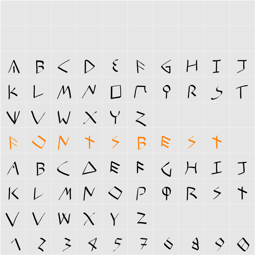 EtruskRough Character Map
