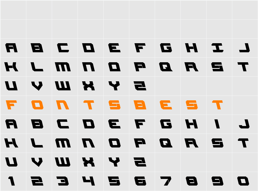 Gearhead Leftalic Character Map