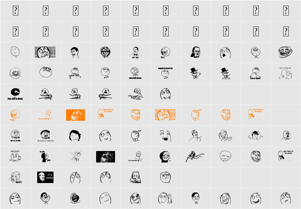 THEmemefont Character Map