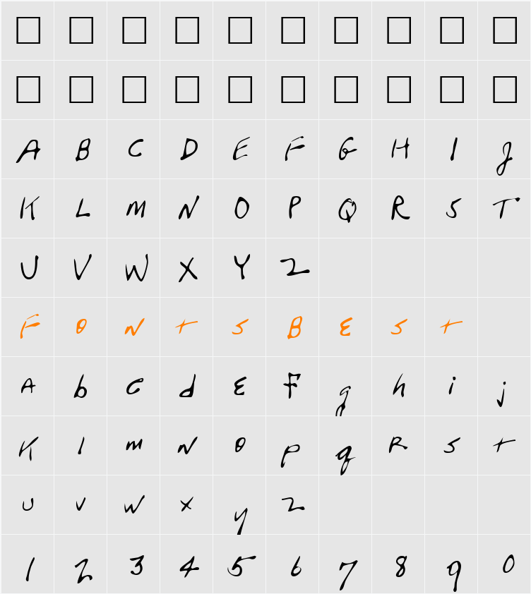 FrasiersHand Character Map