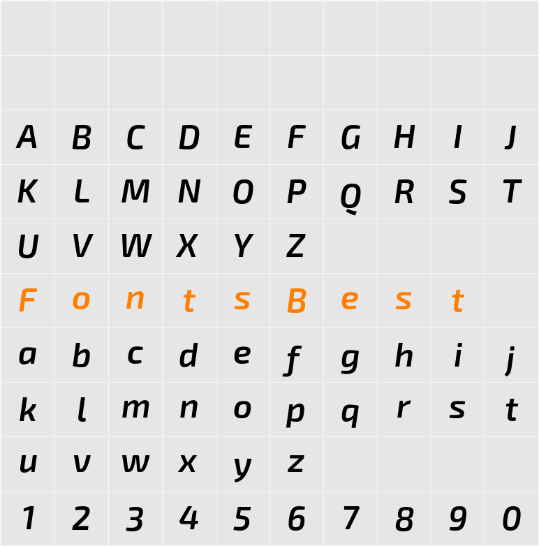 Exo 2 Semi Bold Character Map