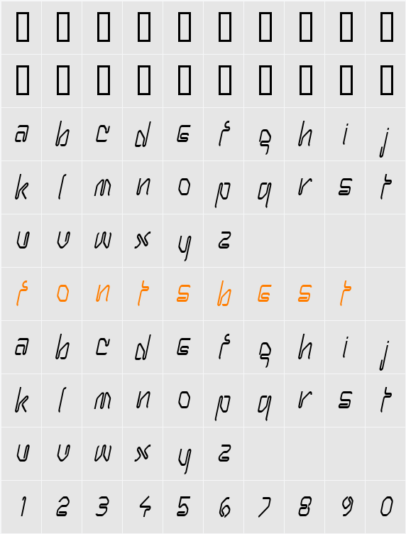 Hanger Condensed Character Map