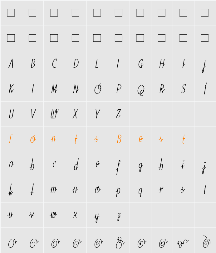 SodaScriptExtras-Light Character Map