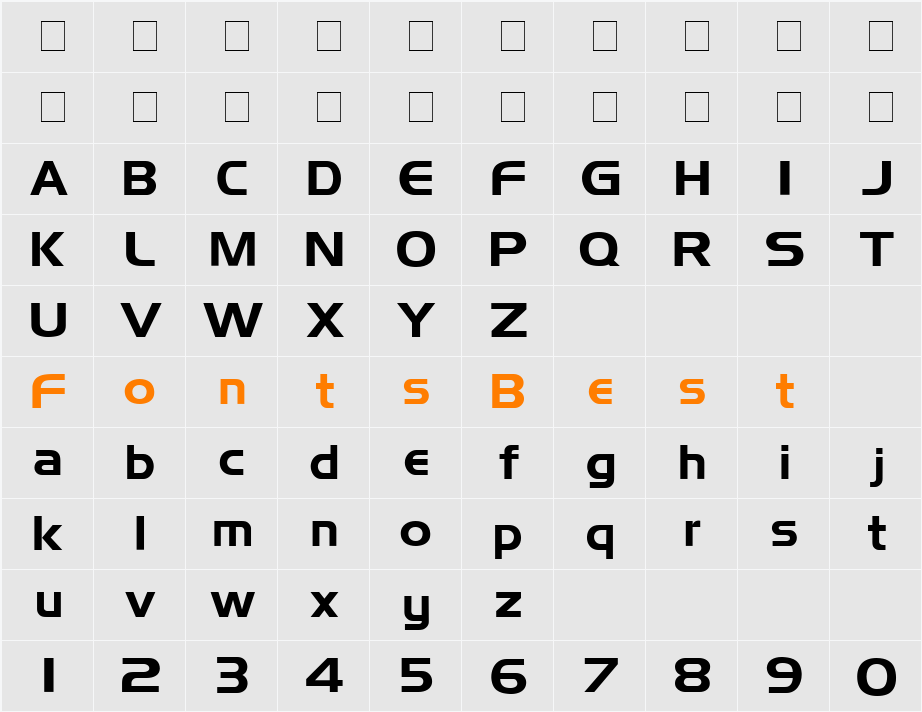 Simplix Display SSi Character Map