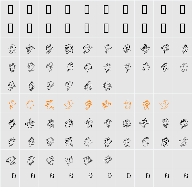Headbirth Character Map