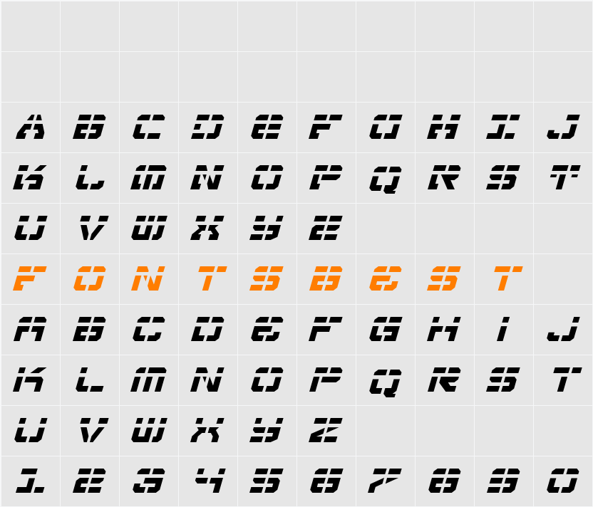 Vyper Laser Italic Character Map