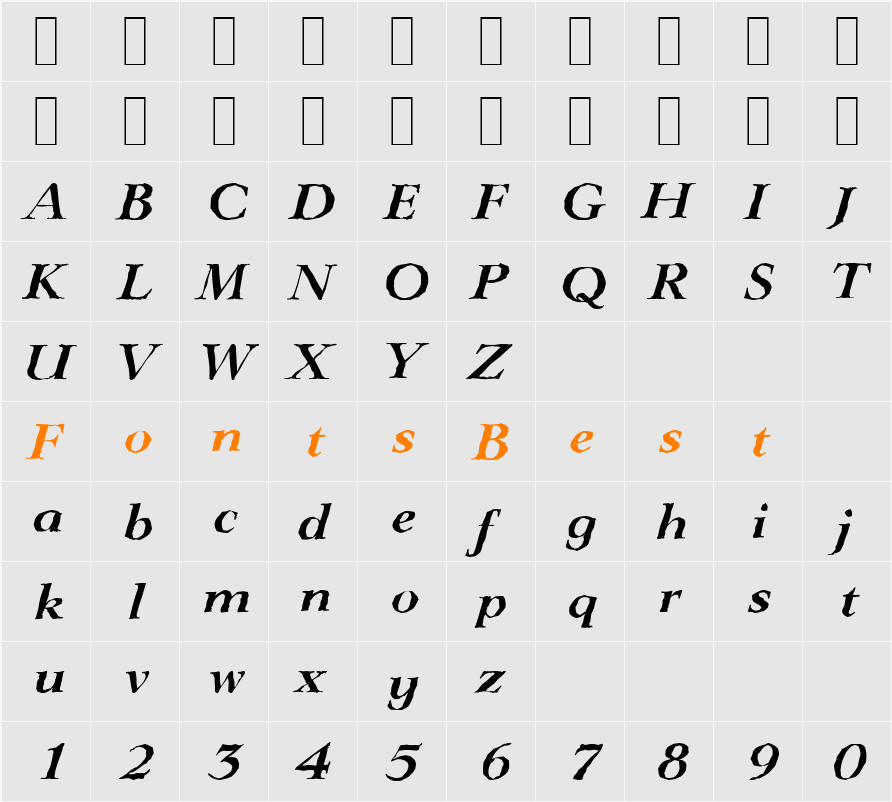 LingwoodAntique Character Map