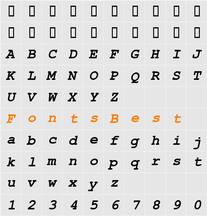 Geo_Courier Character Map