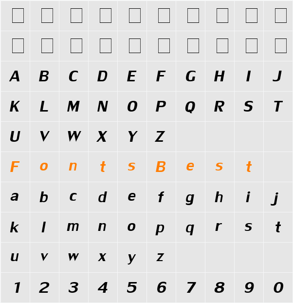 LilyUPC Character Map