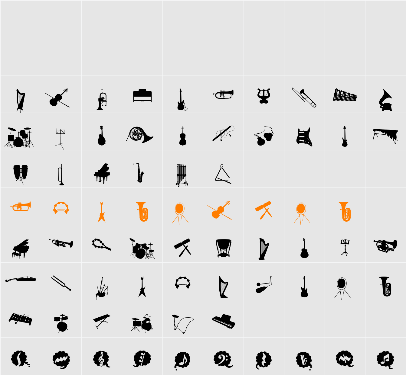 WC Musica Bta Character Map