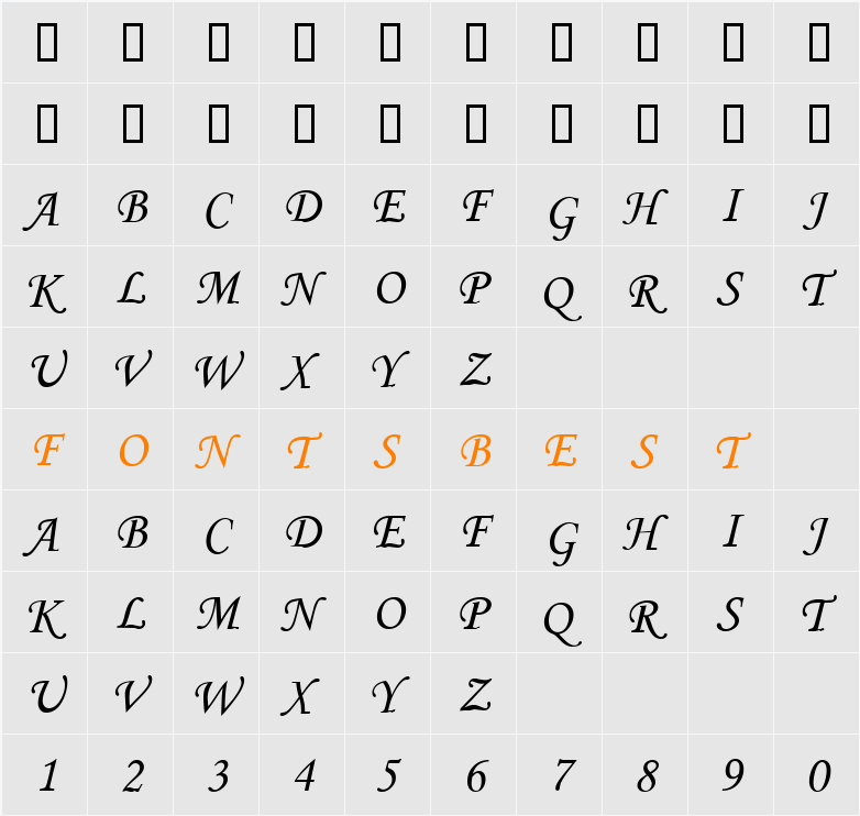 .VnMonotype corsivaH Character Map
