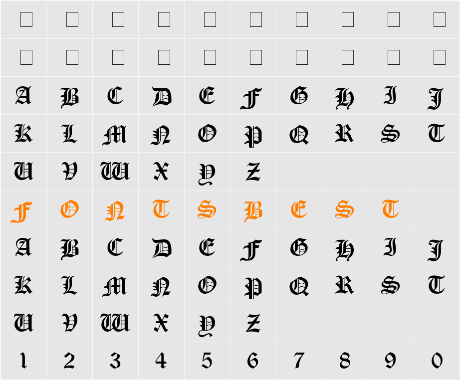 .VnGothicH Character Map
