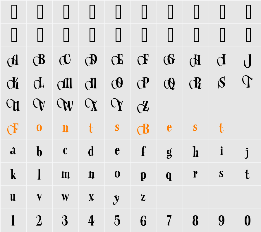 LHF Wade Grotesque SWASH Character Map