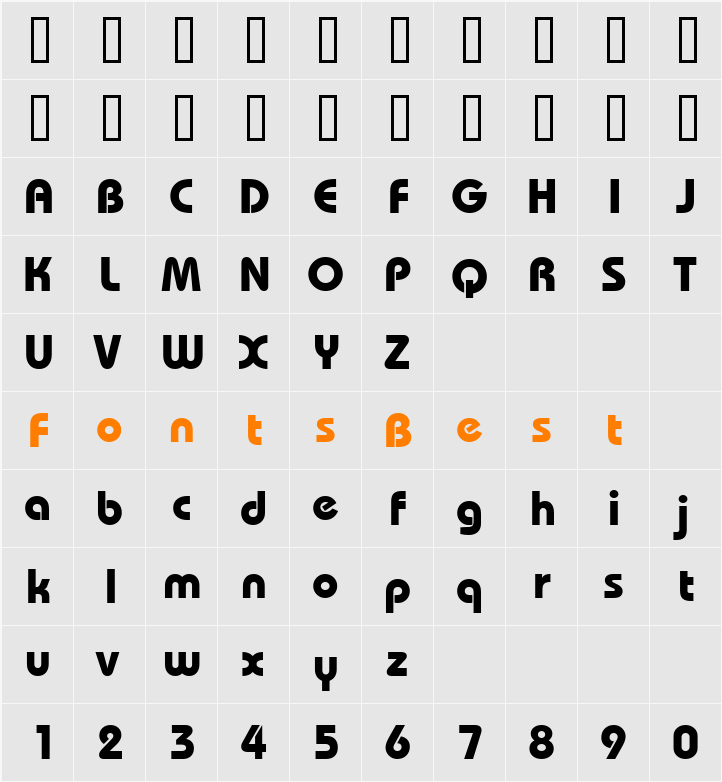 00222 Character Map