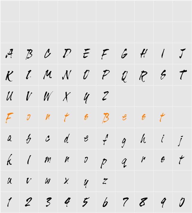 Tiger Rag Character Map