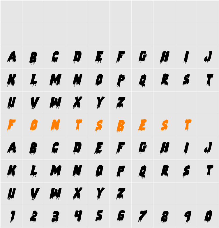 Zombie Control Italic Character Map