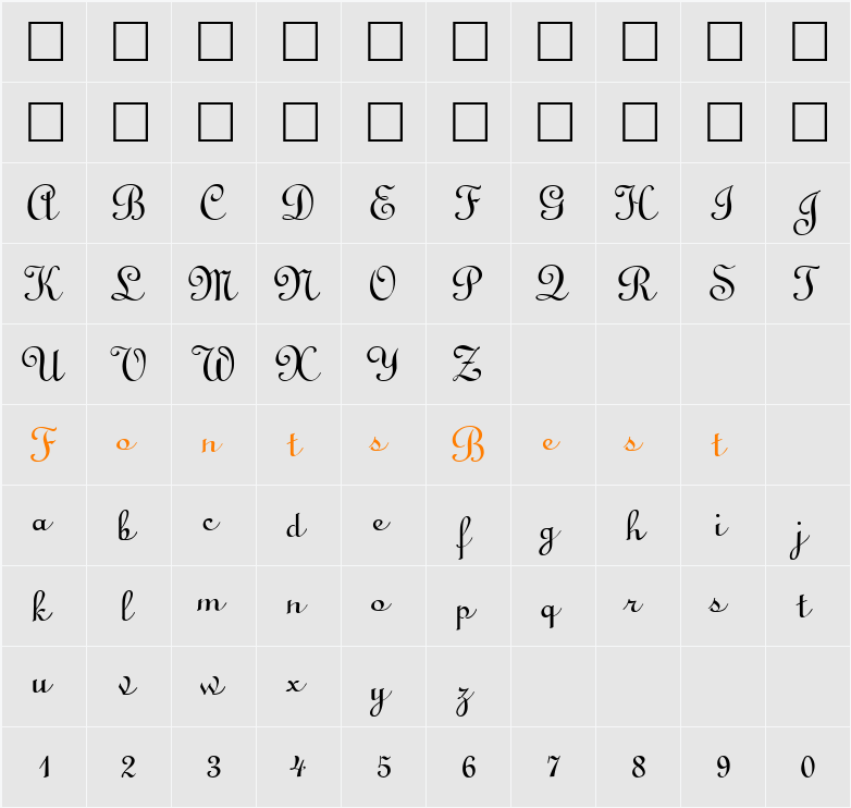 QTLinostroke Character Map