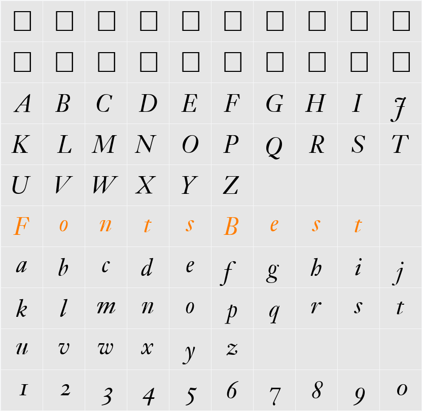 JansoOSSSK Character Map