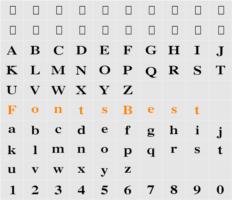 Xerox Serif Wide Character Map