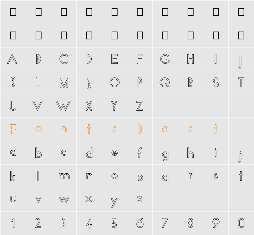 FZ BASIC 19 HOLLOW Character Map
