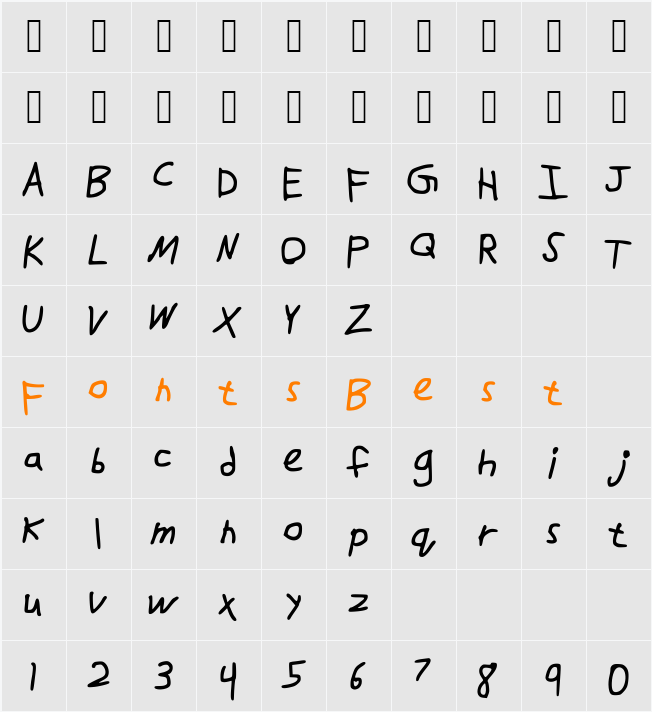 DrawFont Character Map
