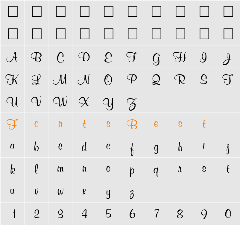 QTMerryScript Character Map