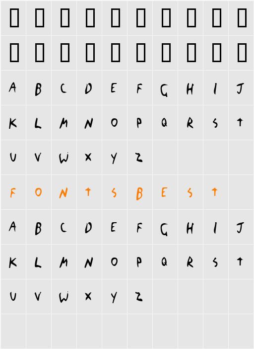 The Blick Font Character Map
