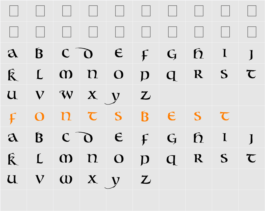 Bouwsma Uncial Character Map