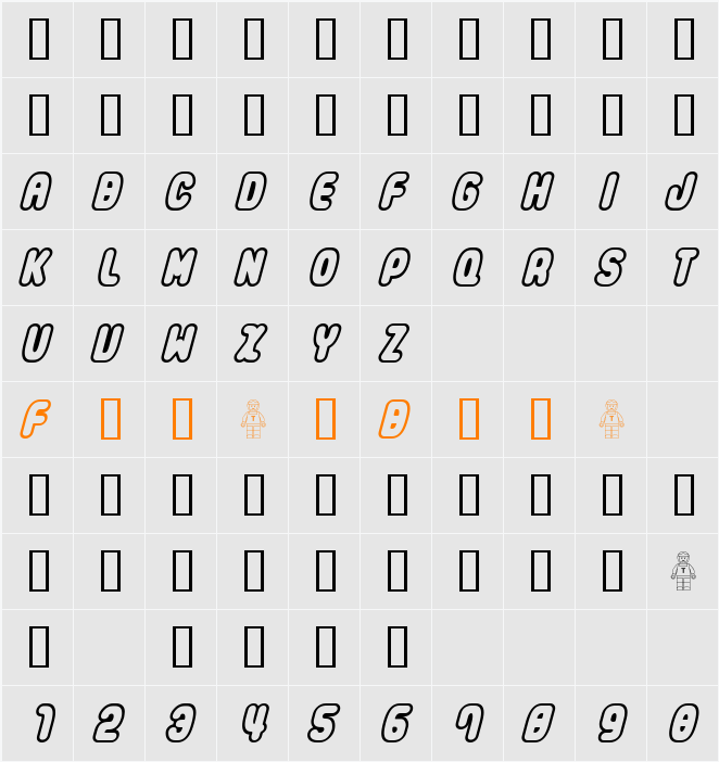 Legothick Character Map
