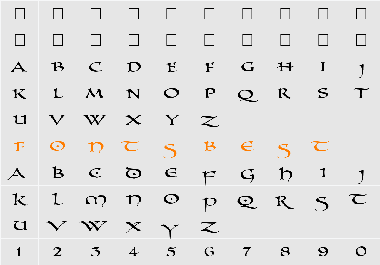 PR Uncial Alt Caps 2 Character Map