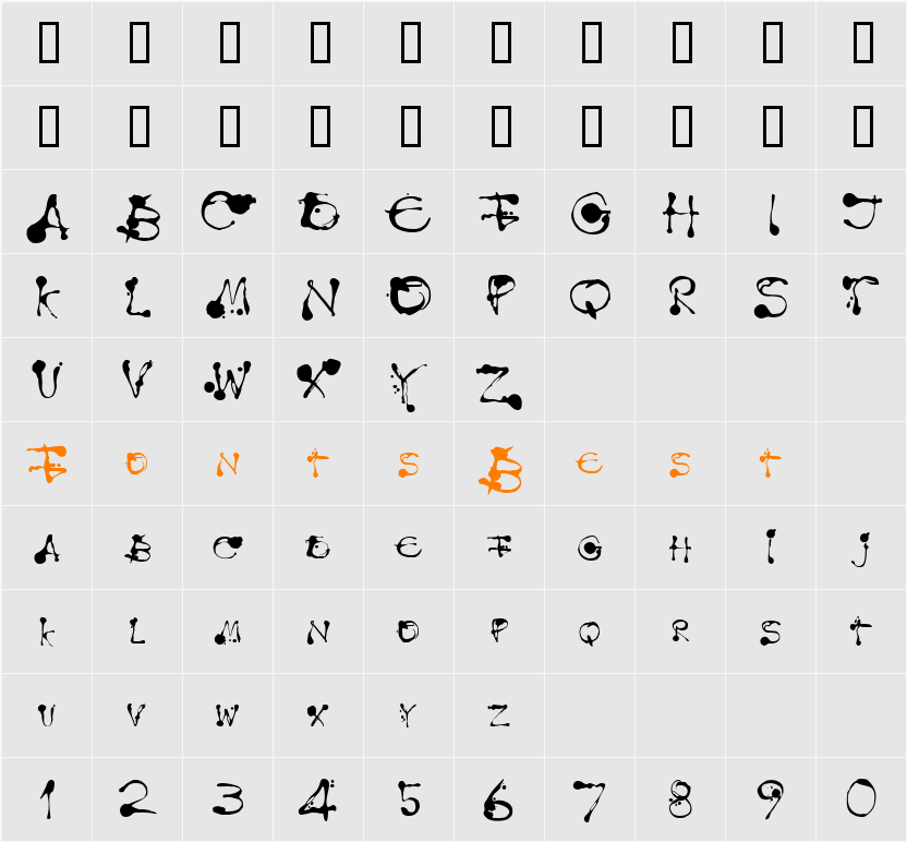 LTDropink Character Map