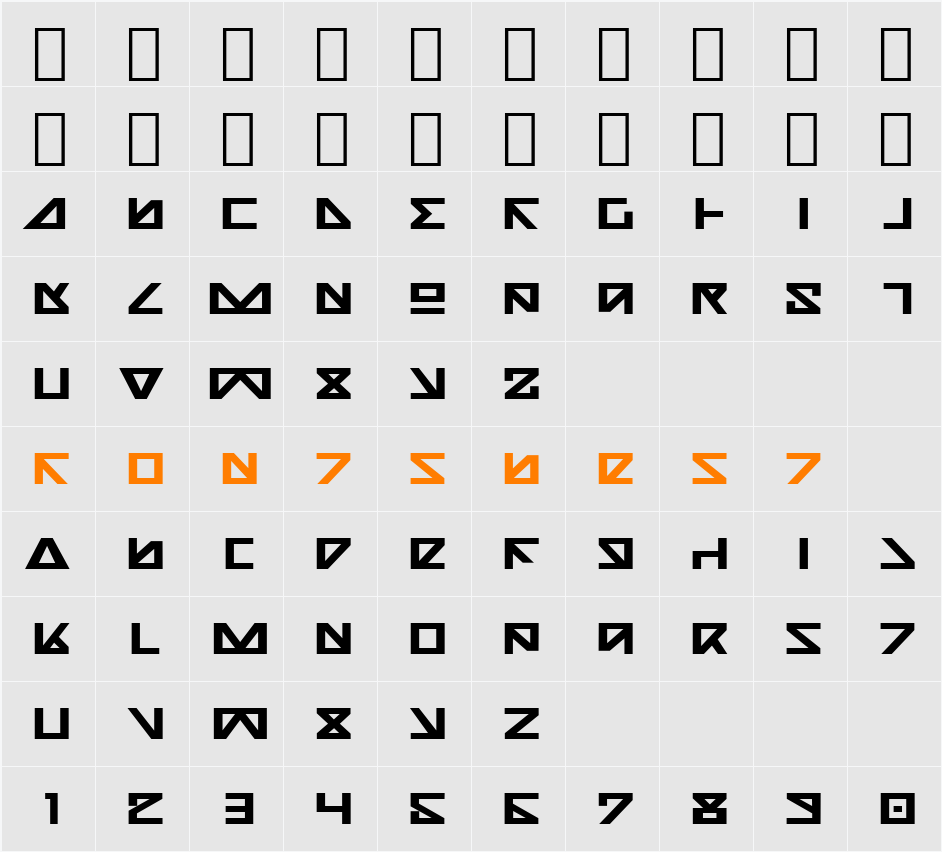 Nick Turbo Bold Expanded Character Map