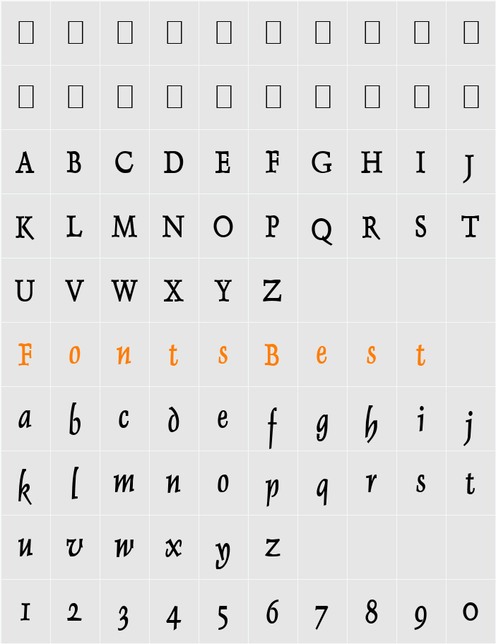 Dolphin-Condensed Character Map